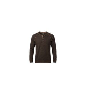 RedHead Brand Co Henley Shirt Mens Large Brown Waffle Knit Long Sleeve